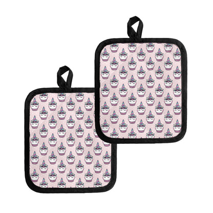 Unicorn Cupcake Pattern Print Pot Holders