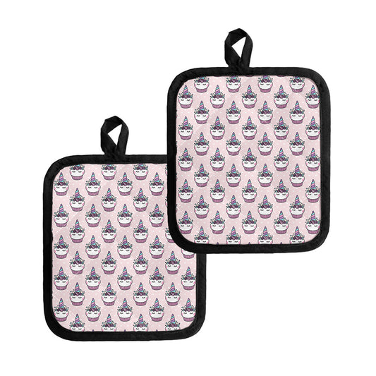 Unicorn Cupcake Pattern Print Pot Holders