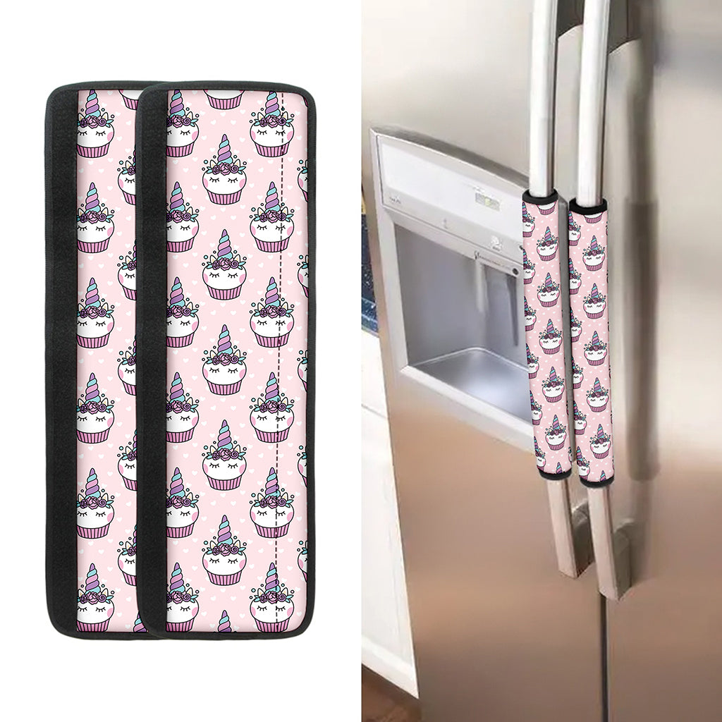 Unicorn Cupcake Pattern Print Refrigerator Handle Covers