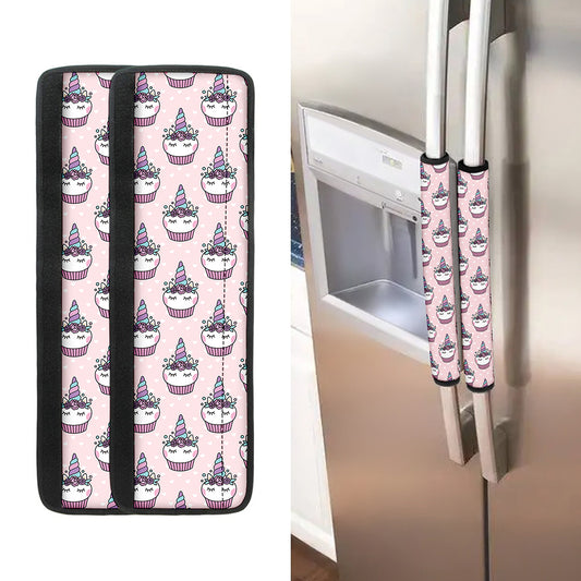 Unicorn Cupcake Pattern Print Refrigerator Handle Covers