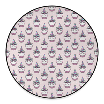 Unicorn Cupcake Pattern Print Round Floor Mat