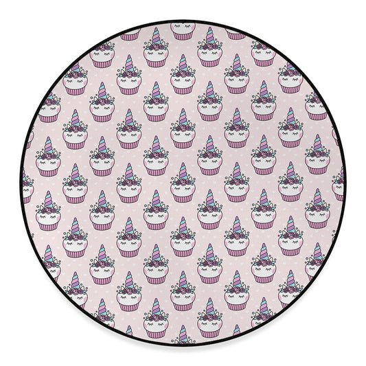 Unicorn Cupcake Pattern Print Round Floor Mat