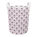 Unicorn Cupcake Pattern Print Round Laundry Basket