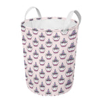 Unicorn Cupcake Pattern Print Round Laundry Basket