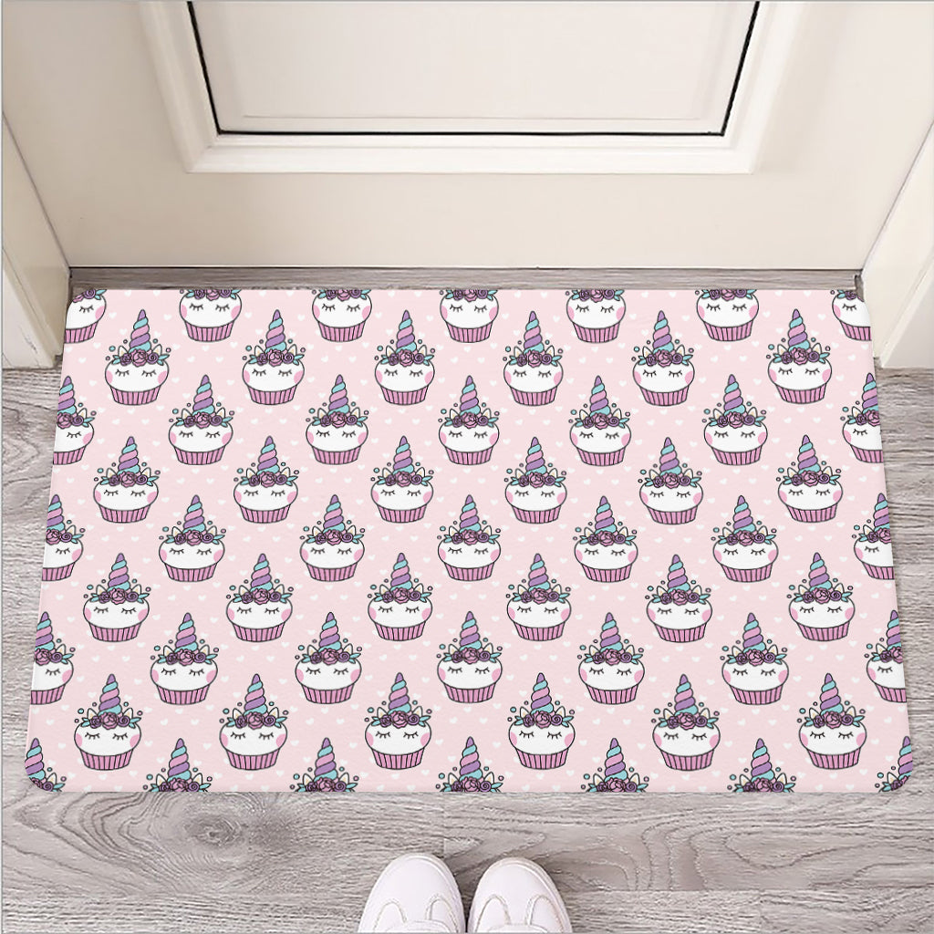Unicorn Cupcake Pattern Print Rubber Doormat