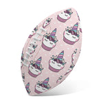 Unicorn Cupcake Pattern Print Rugby Ball