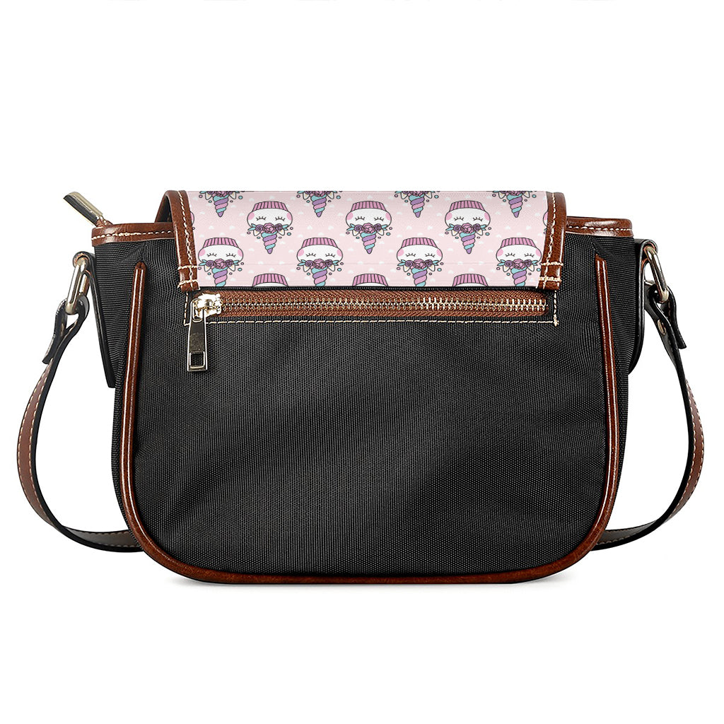 Unicorn Cupcake Pattern Print Saddle Bag