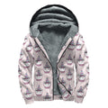 Unicorn Cupcake Pattern Print Sherpa Lined Zip Up Hoodie