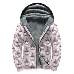 Unicorn Cupcake Pattern Print Sherpa Lined Zip Up Hoodie