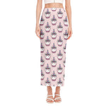 Unicorn Cupcake Pattern Print Side Slit Maxi Skirt