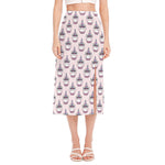 Unicorn Cupcake Pattern Print Side Slit Midi Skirt