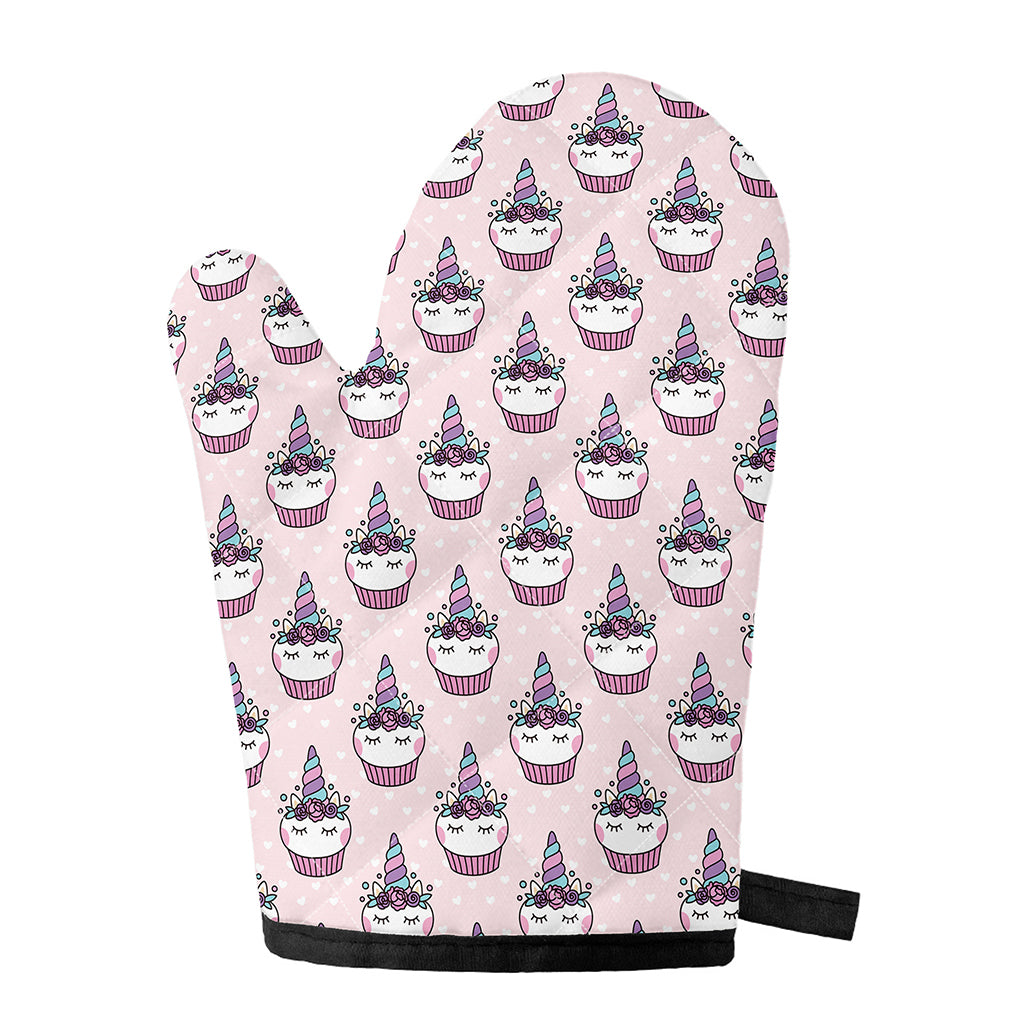 Unicorn Cupcake Pattern Print Single Oven Mitt