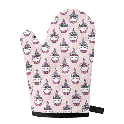 Unicorn Cupcake Pattern Print Single Oven Mitt