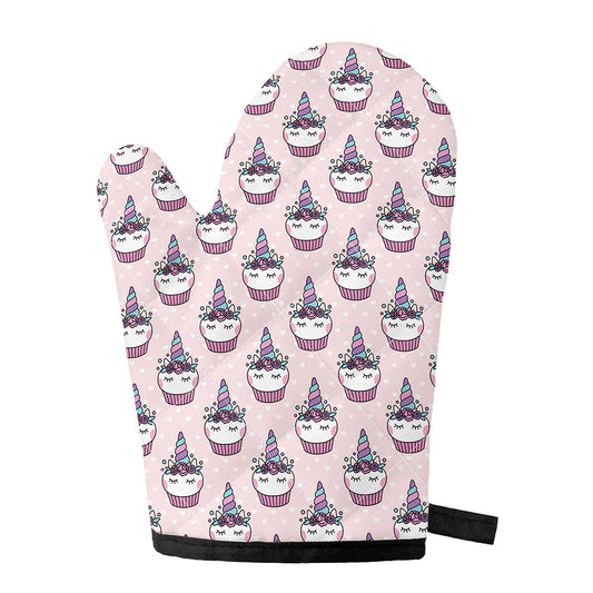 Unicorn Cupcake Pattern Print Single Oven Mitt