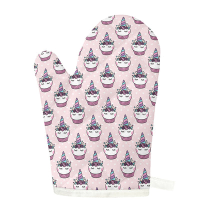 Unicorn Cupcake Pattern Print Single Oven Mitt