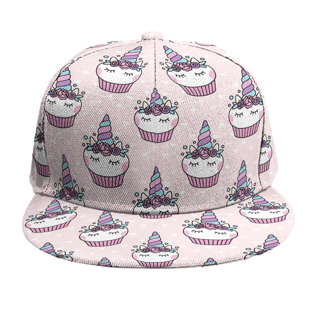 Unicorn Cupcake Pattern Print Snapback Cap
