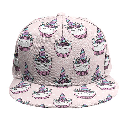 Unicorn Cupcake Pattern Print Snapback Cap