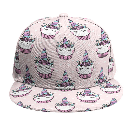 Unicorn Cupcake Pattern Print Snapback Cap