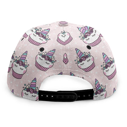Unicorn Cupcake Pattern Print Snapback Cap