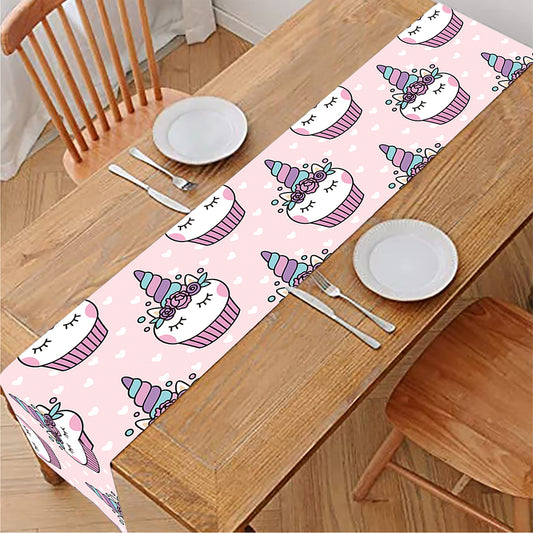 Unicorn Cupcake Pattern Print Table Runner
