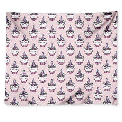 Unicorn Cupcake Pattern Print Tapestry