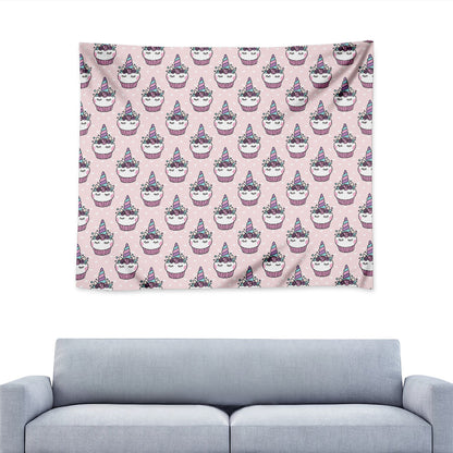 Unicorn Cupcake Pattern Print Tapestry