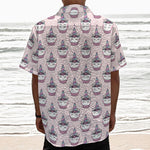 Unicorn Cupcake Pattern Print Textured Short Sleeve Shirt
