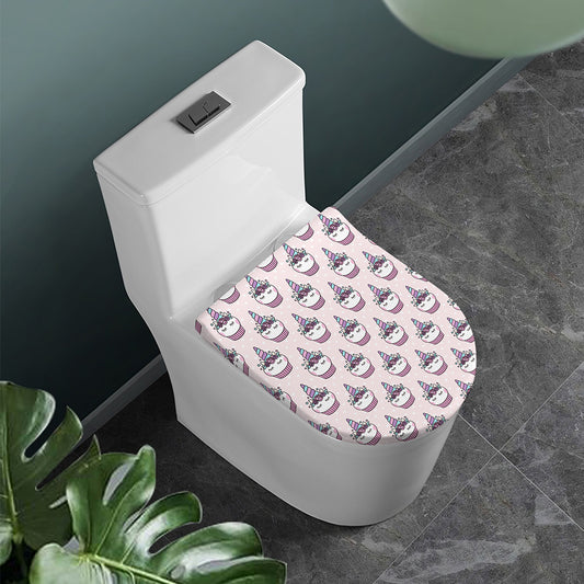Unicorn Cupcake Pattern Print Toilet Lid Cover