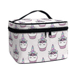 Unicorn Cupcake Pattern Print Travel Makeup Bag