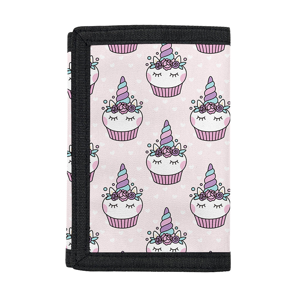 Unicorn Cupcake Pattern Print Trifold Wallet