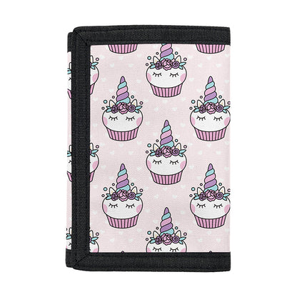 Unicorn Cupcake Pattern Print Trifold Wallet