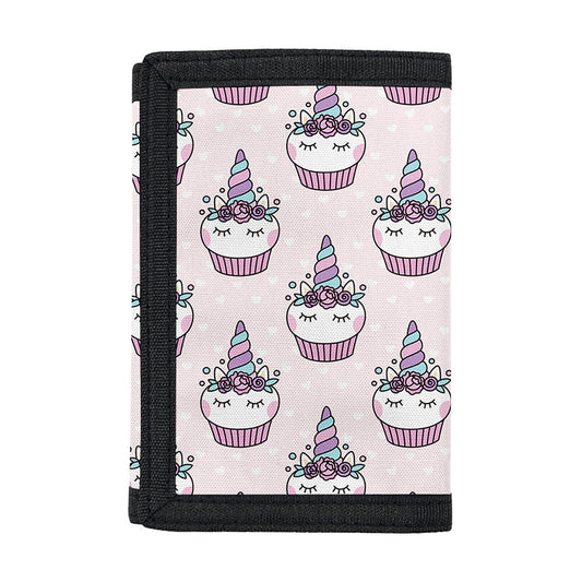 Unicorn Cupcake Pattern Print Trifold Wallet