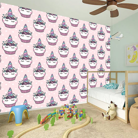 Unicorn Cupcake Pattern Print Wall Sticker