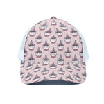 Unicorn Cupcake Pattern Print White Mesh Trucker Cap