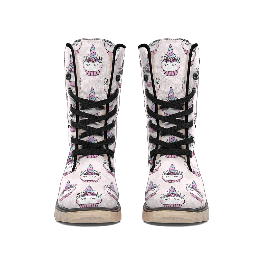 Unicorn Cupcake Pattern Print Winter Boots