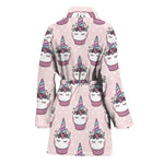 Unicorn Cupcake Pattern Print Women's Bathrobe