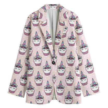 Unicorn Cupcake Pattern Print Women's Blazer