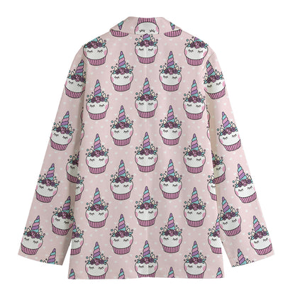 Unicorn Cupcake Pattern Print Women's Blazer