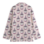 Unicorn Cupcake Pattern Print Women's Cotton Blazer