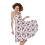 Unicorn Cupcake Pattern Print Women's Sleeveless Dress