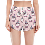 Unicorn Cupcake Pattern Print Women's Split Running Shorts