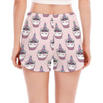 Unicorn Cupcake Pattern Print Women's Split Running Shorts