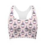 Unicorn Cupcake Pattern Print Women's Sports Bra