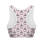 Unicorn Cupcake Pattern Print Women's Sports Bra