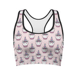 Unicorn Cupcake Pattern Print Women's Sports Bra