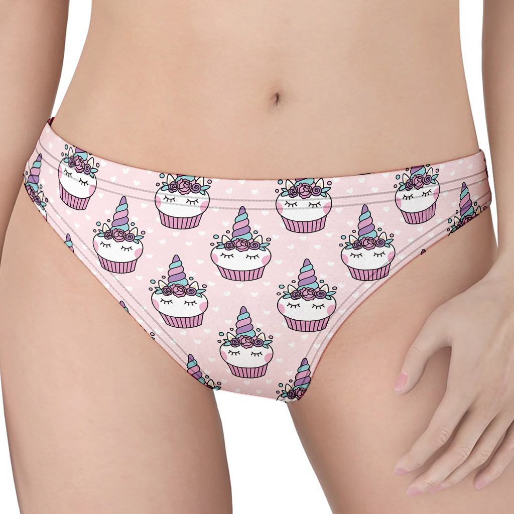 Unicorn Cupcake Pattern Print Women's Thong