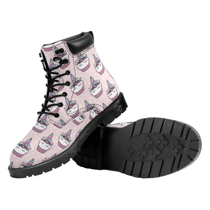 Unicorn Cupcake Pattern Print Work Boots