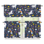 Unicorn Dream Cartoon Pattern Print 3 Piece Kitchen Curtains