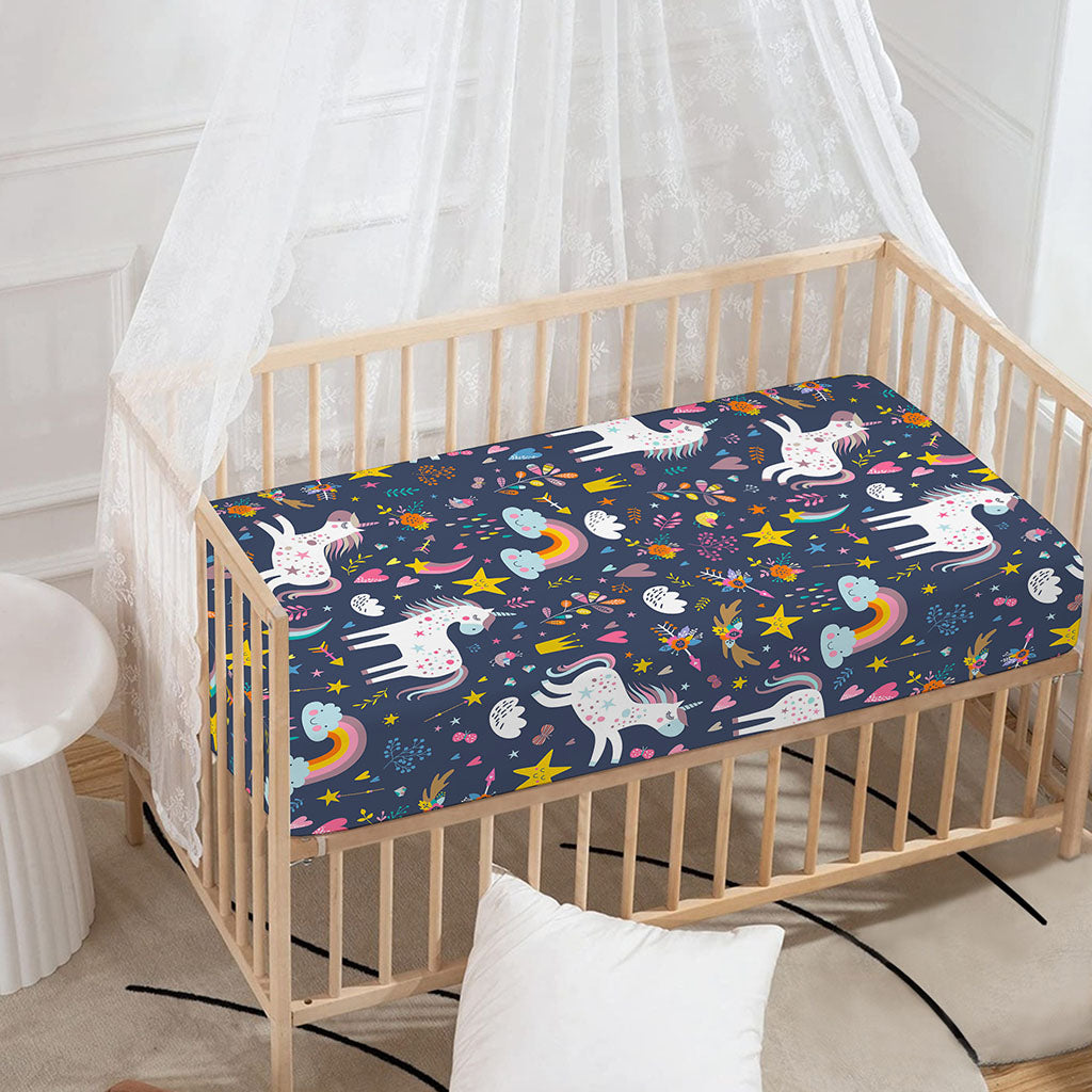 Unicorn Dream Cartoon Pattern Print Baby Crib Sheet