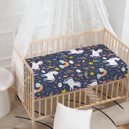Unicorn Dream Cartoon Pattern Print Baby Crib Sheet